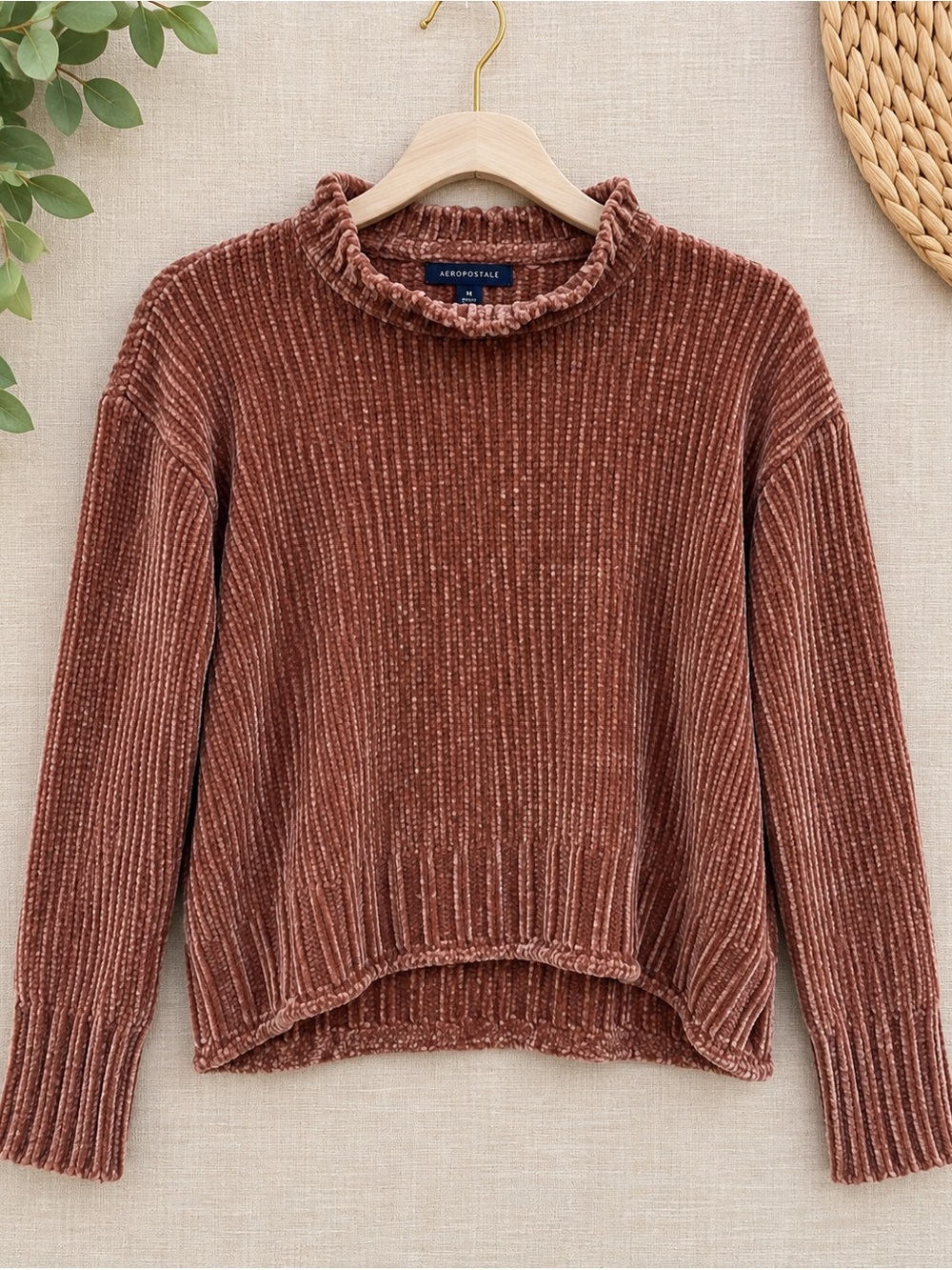 Aeropostale Women's rust Chenille Turtleneck Sweater 4